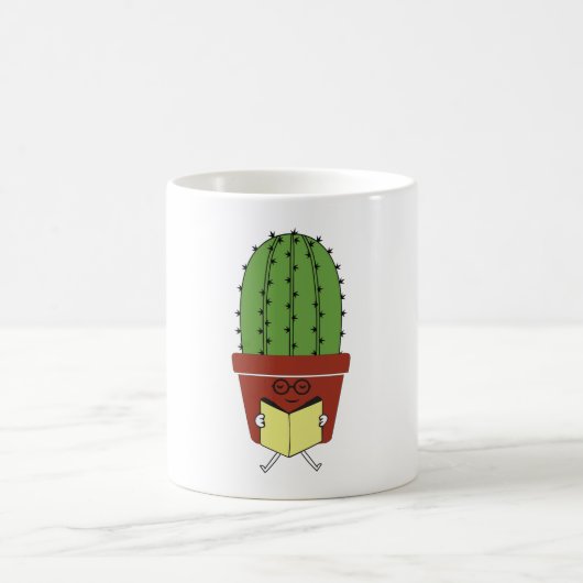 Cute Cactus Reading Books Funny Book Lover Reader Koffiemok (Center)