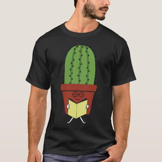 Cute Cactus Reading Books Funny Book Lover Reader T-shirt (Voorkant)