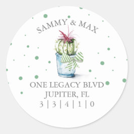 Cute Cactus Return Address Envelope Seal Ronde Sticker