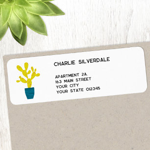 Cute Cactus Return Address Etiket