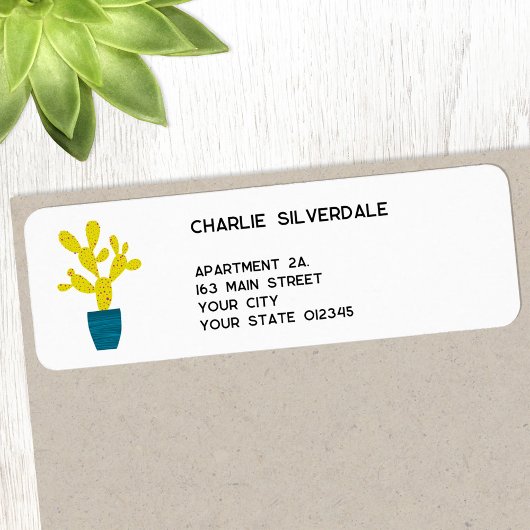 Cute Cactus Return Address Etiket