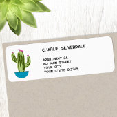 Cute Cactus Return Address Etiket