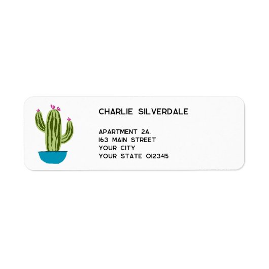 Cute Cactus Return Address Etiket (Voorkant)