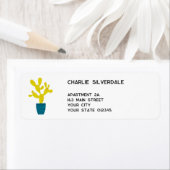 Cute Cactus Return Address Etiket (Insitu)