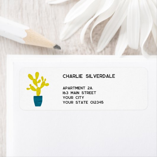 Cute Cactus Return Address Etiket (Insitu)