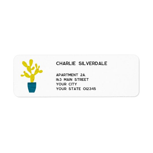 Cute Cactus Return Address Etiket (Voorkant)