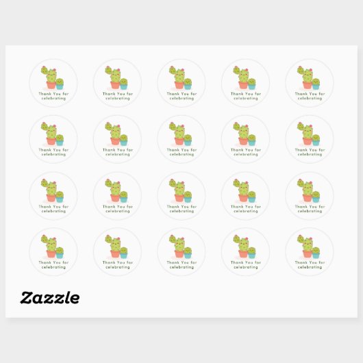 Cute Cactus Ronde Sticker (Vel)