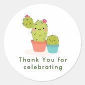 Cute Cactus Ronde Sticker (Voorkant)
