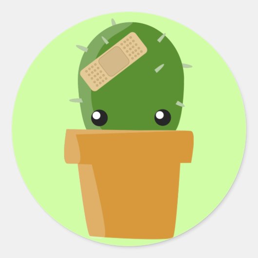 Cute Cactus Ronde Sticker (Voorkant)