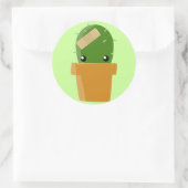 Cute Cactus Ronde Sticker (Tas)