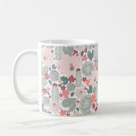 Cute Cactus roze Green Succulents Pattern Koffiemok