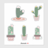 Cute Cactus roze groene set Sticker (Vel)