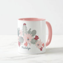 Cute Cactus roze Succultiverpatroon met naam