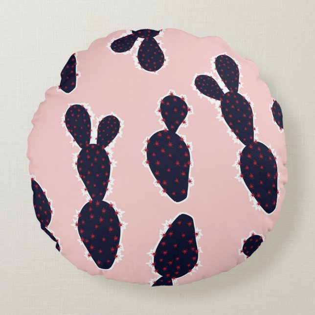 Cute cactus seamless pattern sweet mood and tone,  rond kussen (Voorkant)