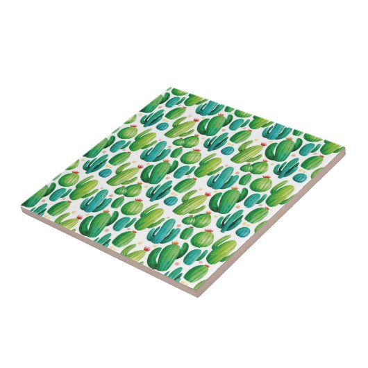 Cute Cactus Seamless Pattern Tegeltje (Zijkant)