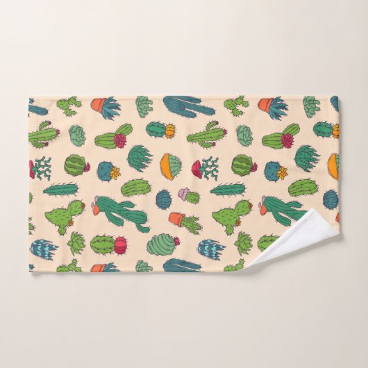 Cute Cactus Standing Pattern Bad Handdoek (Handdoek)