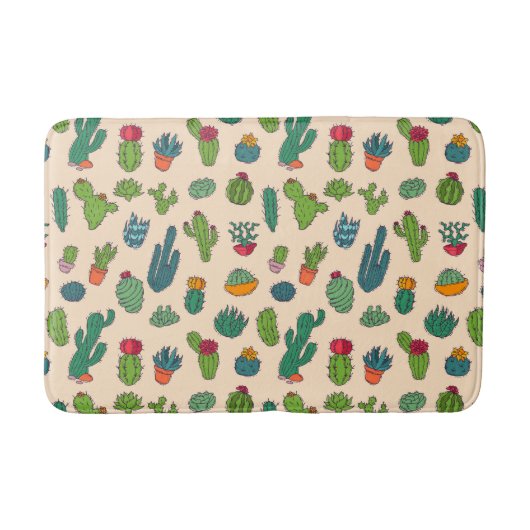 Cute Cactus Standing Pattern Badmat (Voorkant)