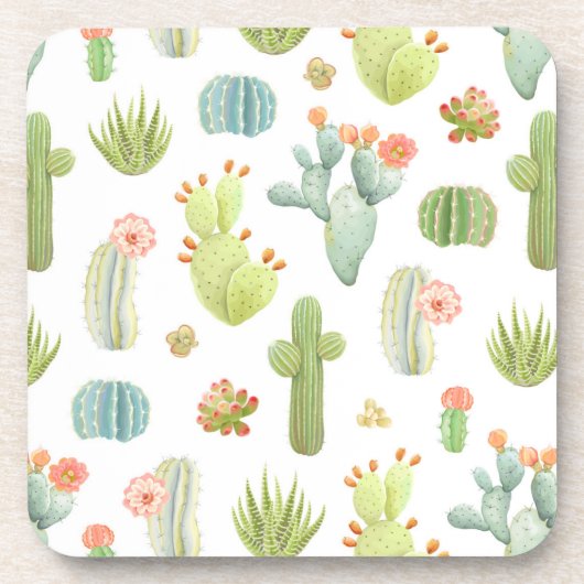 Cute Cactus Standing Pattern Bier Onderzetter (Voorkant)