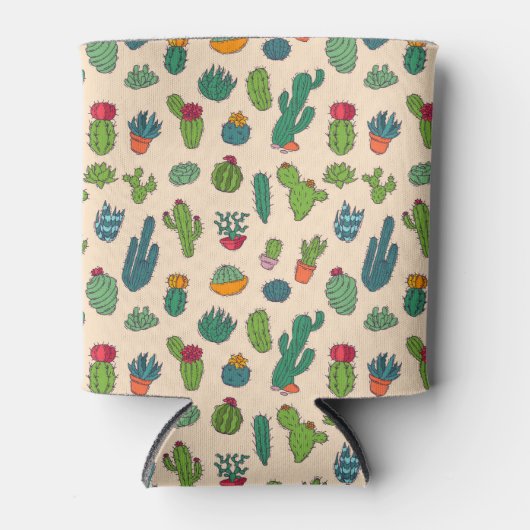 Cute Cactus Standing Pattern Blikjeskoeler (Voorkant)