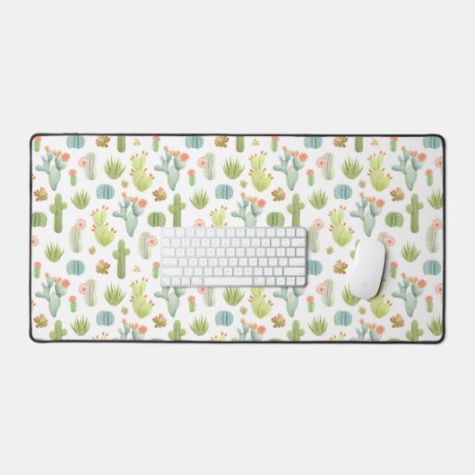 Cute Cactus Standing Pattern Bureaumat (Keyboard & Muis)