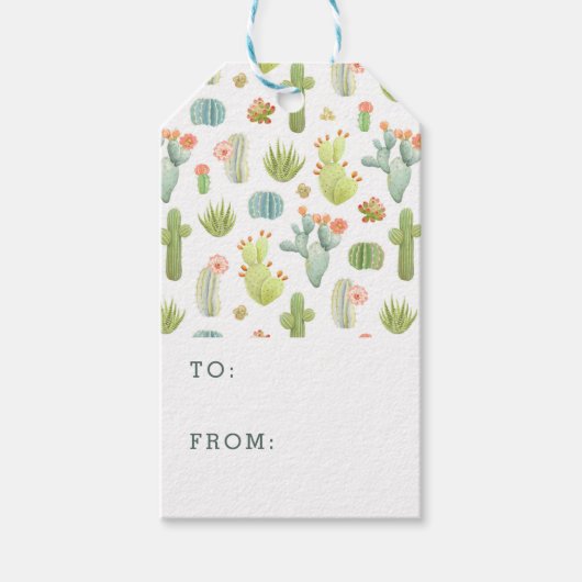 Cute Cactus Standing Pattern Cadeaulabel (Voorkant)