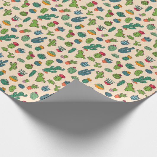 Cute Cactus Standing Pattern Cadeaupapier (Hoek)