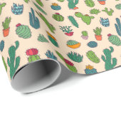 Cute Cactus Standing Pattern Cadeaupapier (Rol Hoek)
