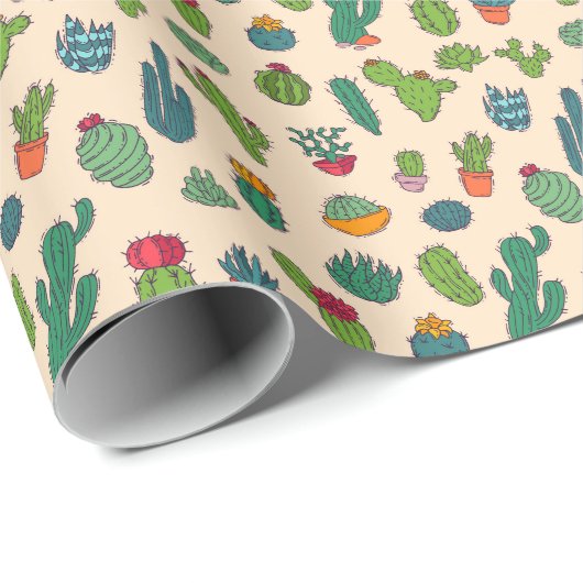 Cute Cactus Standing Pattern Cadeaupapier (Rol Hoek)