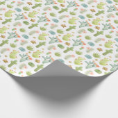 Cute Cactus Standing Pattern Cadeaupapier (Hoek)