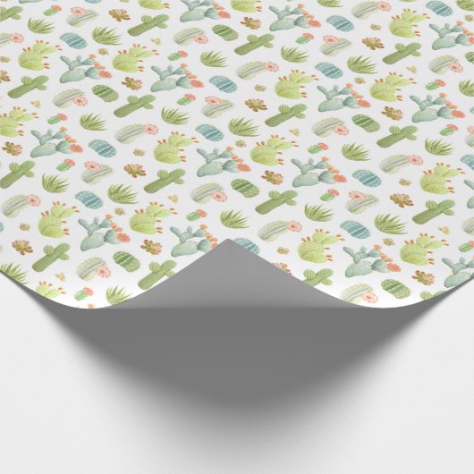 Cute Cactus Standing Pattern Cadeaupapier (Hoek)