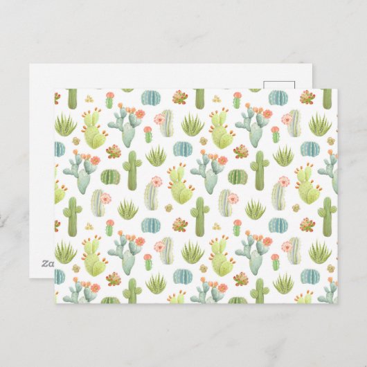 Cute Cactus Standing Pattern Feestdagenkaart (Voorkant / Achterkant)