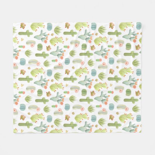 Cute Cactus Standing Pattern Fleece Deken (Voorkant (Horizontaal))