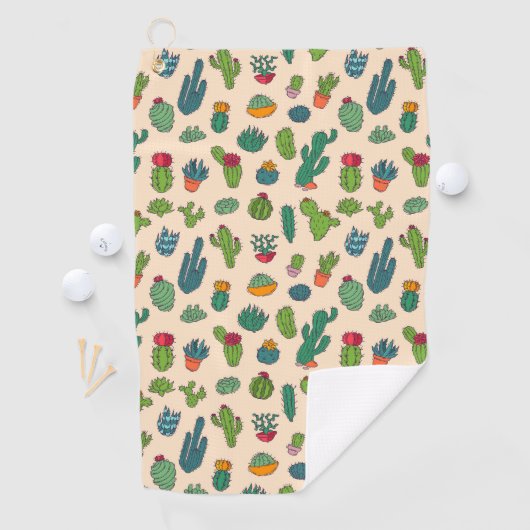 Cute Cactus Standing Pattern Golfhanddoek (Insitu)