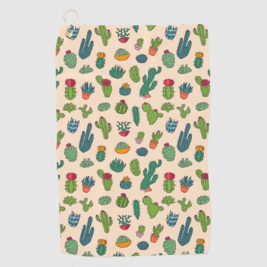 Cute Cactus Standing Pattern Golfhanddoek (Voorkant)