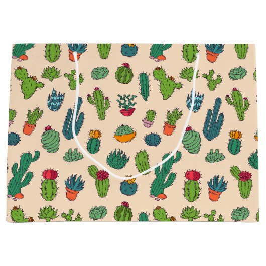 Cute Cactus Standing Pattern Groot Cadeauzakje (Voorkant)
