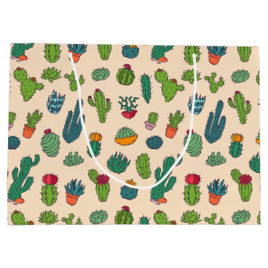 Cute Cactus Standing Pattern Groot Cadeauzakje (Achterkant)