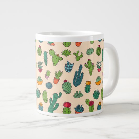 Cute Cactus Standing Pattern Grote Koffiekop (Voorkant rechts)