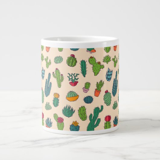 Cute Cactus Standing Pattern Grote Koffiekop (Voorkant)