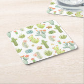 Cute Cactus Standing Pattern Kartonnen Onderzetters (Schuin)