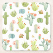 Cute Cactus Standing Pattern Kartonnen Onderzetters (Voorkant)