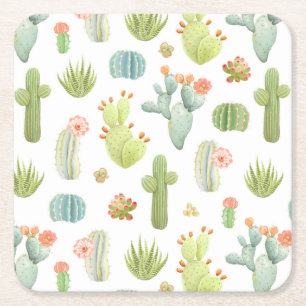 Cute Cactus Standing Pattern Kartonnen Onderzetters