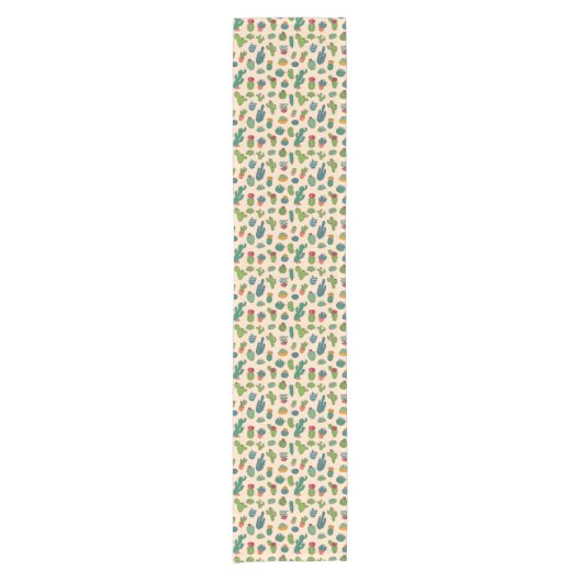 Cute Cactus Standing Pattern Korte Tafelloper (Voorkant)