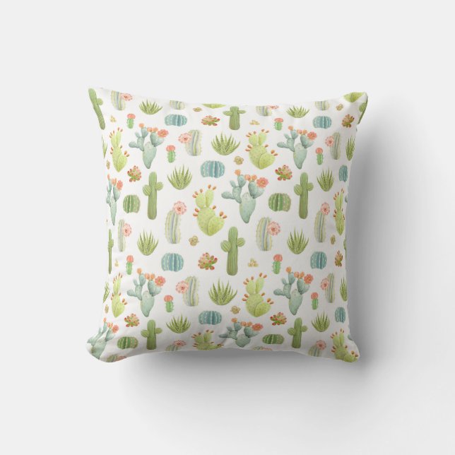 Cute Cactus Standing Pattern Kussen (Voorkant)
