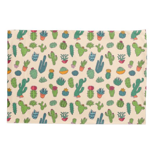 Cute Cactus Standing Pattern Kussensloop (Achterkant-Links)