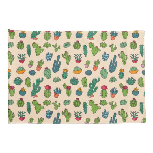 Cute Cactus Standing Pattern Kussensloop (Achterkant-Rechts)