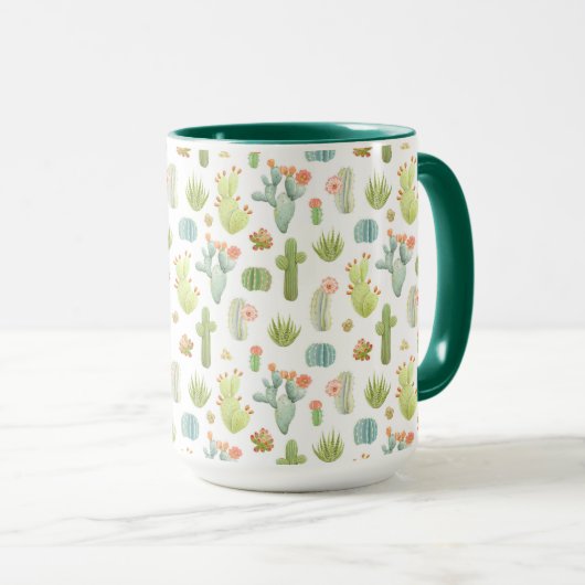 Cute Cactus Standing Pattern Mok (Voorkant rechts)