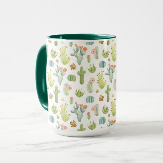 Cute Cactus Standing Pattern Mok (Voorkant links)