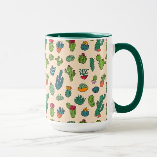 Cute Cactus Standing Pattern Mok (Rechts)