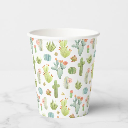 Cute Cactus Standing Pattern Papieren Bekers (Voorkant)