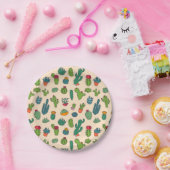 Cute Cactus Standing Pattern Papieren Bordje (Feest)